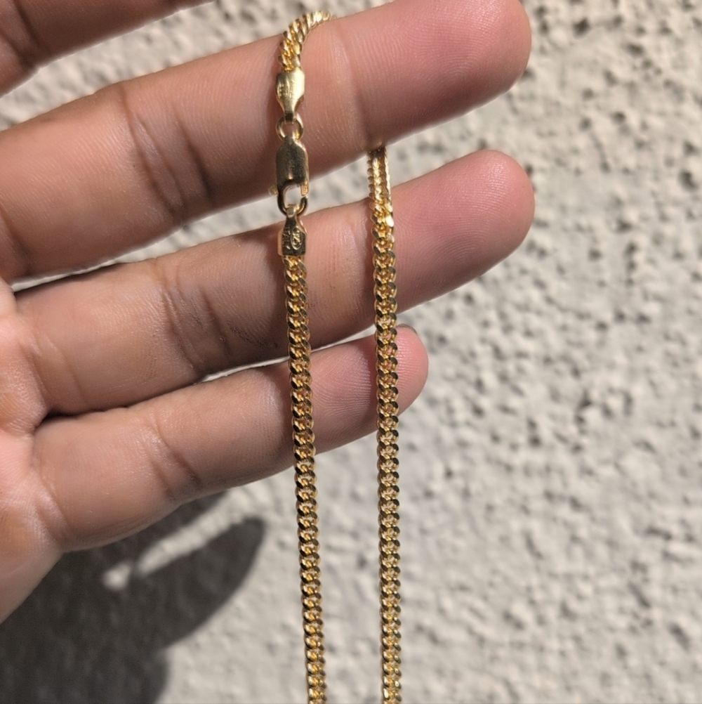 Gold Finish 925 Sterling Silver Miami Cuban 080 Chain Link 2.6mm - CH339 - Picture 3 of 4